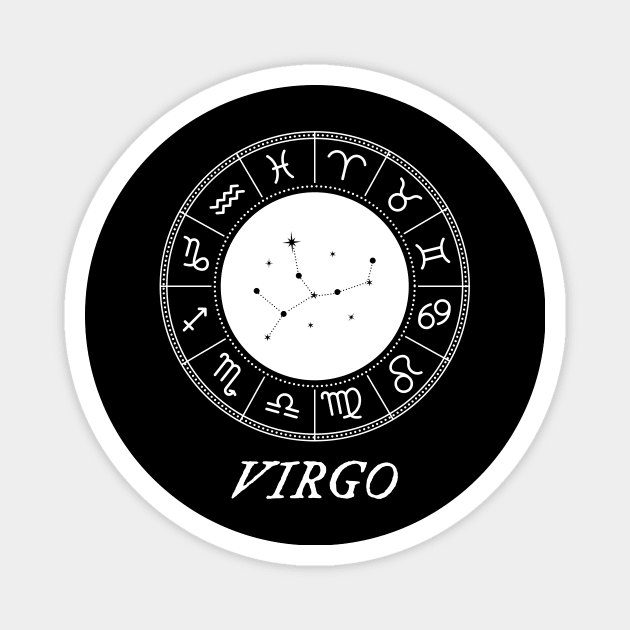 Virgo Zodiac Sign Design With Constellation Magnet by My Zodiac Apparel